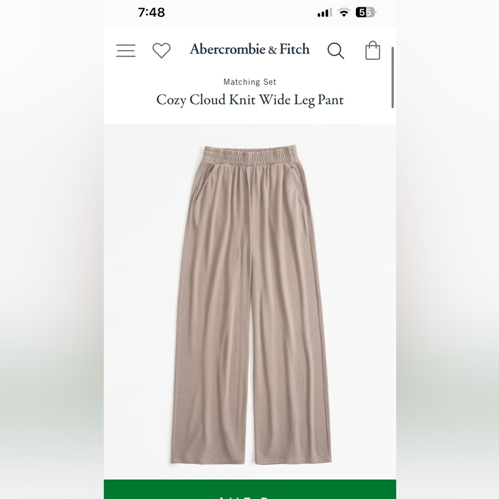 ABERCROMBIE COZY CLOUD KNIT WIDE LEG PANT